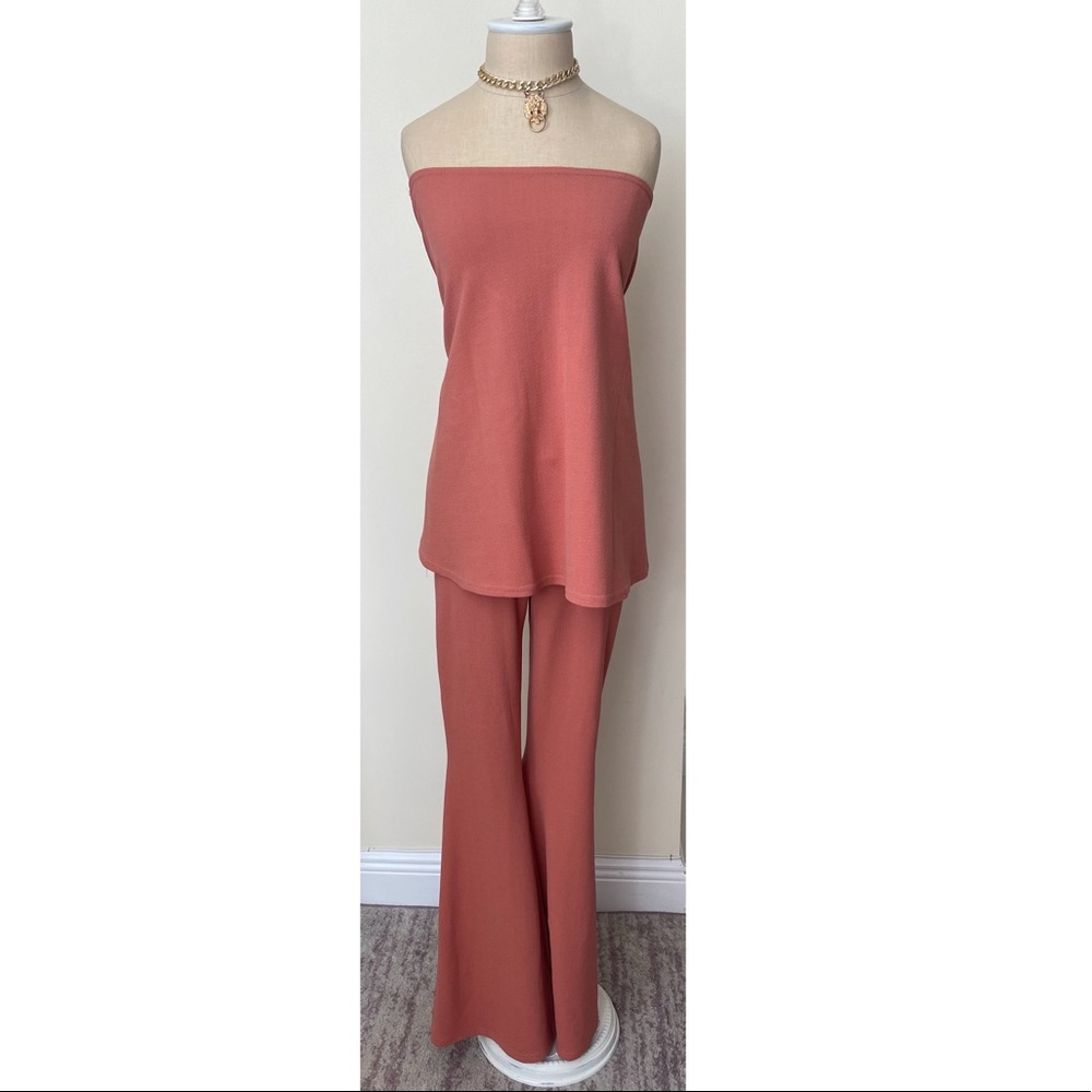 2 piece bohoo long tube flare top